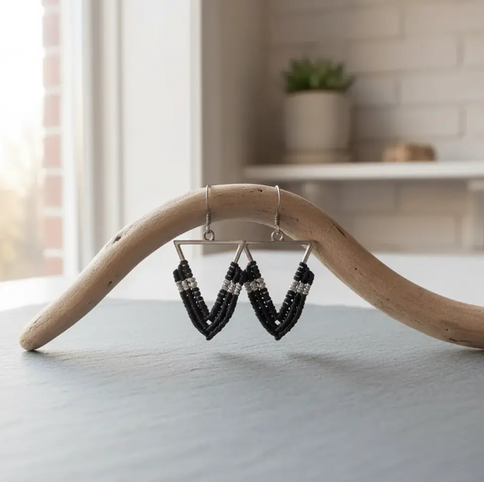 Aros Macramé Lola negro  2