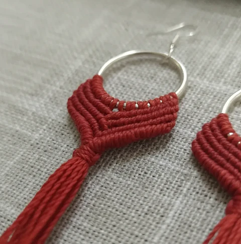 Aros Macramé Alma Rojo