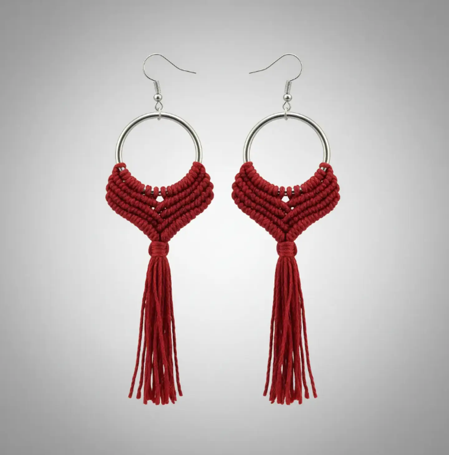 Aros Macramé Alma Rojo 3