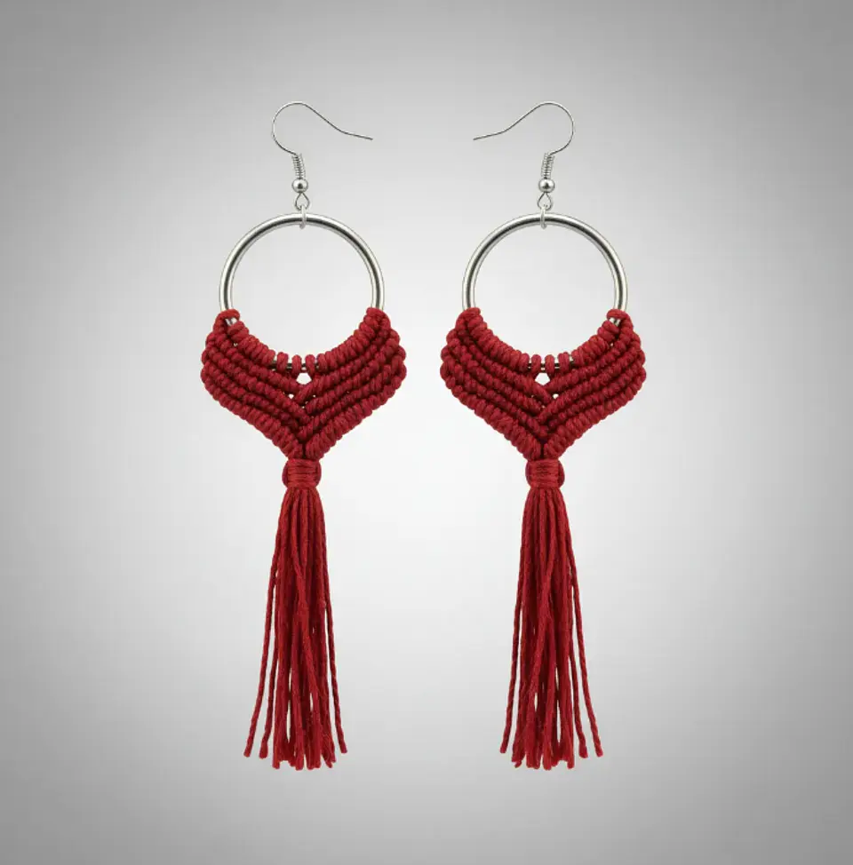 Aros Macramé Alma Rojo 3