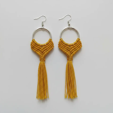 Aros Macramé Alma amarillo
