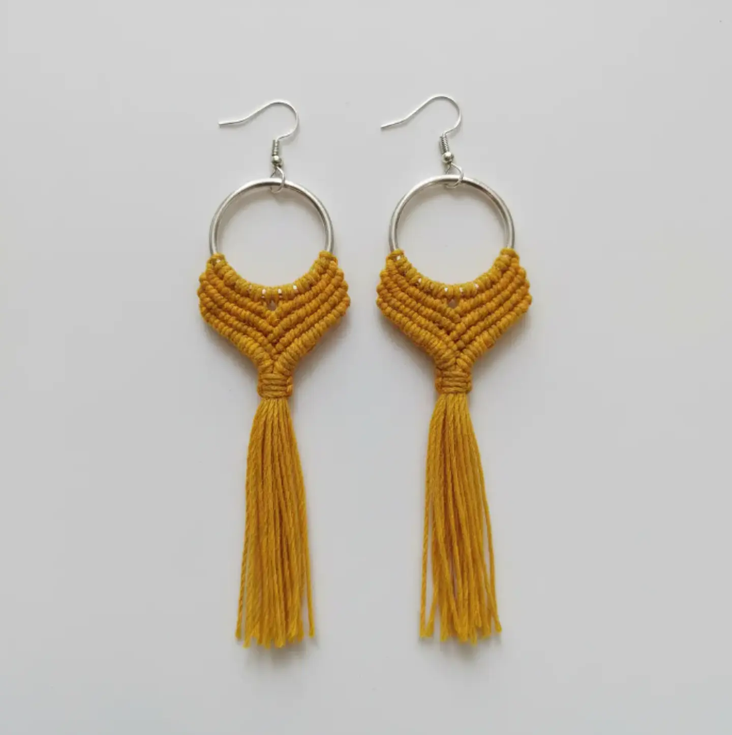 Aros Macramé Alma amarillo 1