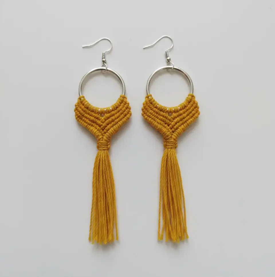 Aros Macramé Alma amarillo 1