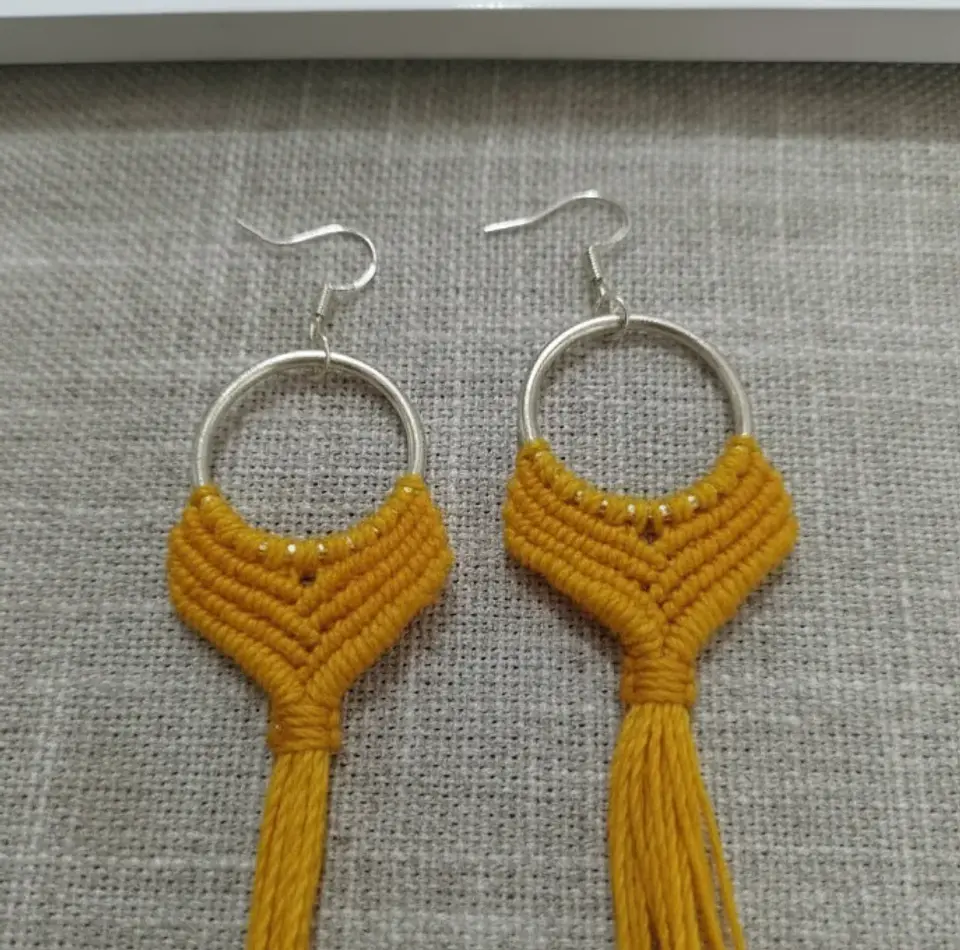 Aros Macramé Alma amarillo 3