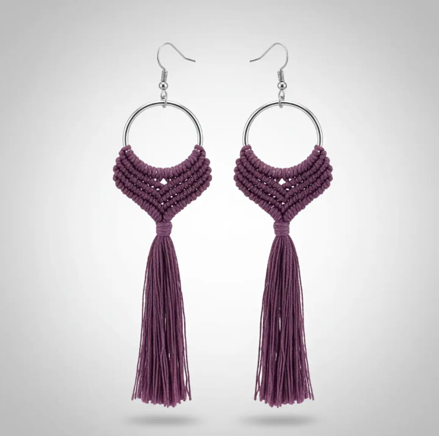 Aros Macramé Alma morado 3
