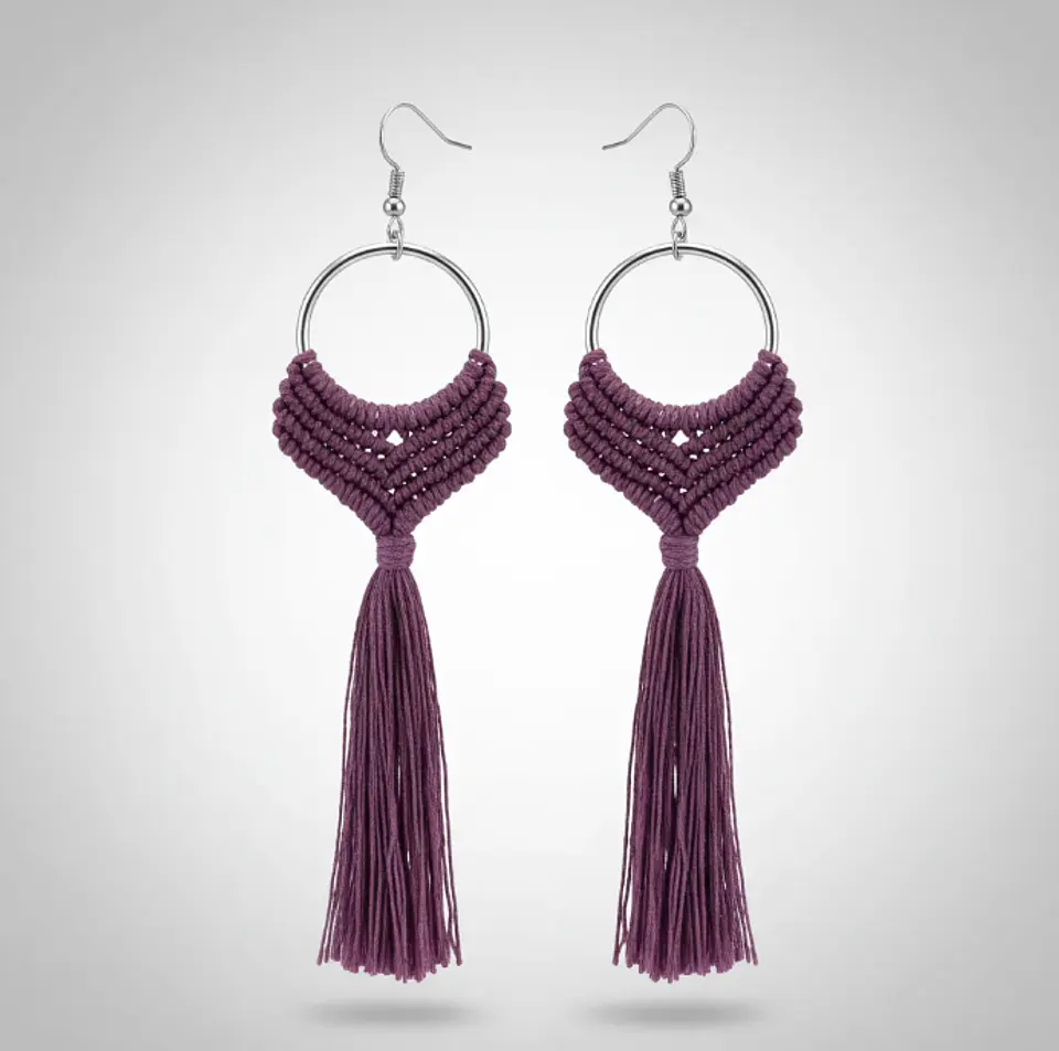Aros Macramé Alma morado 3