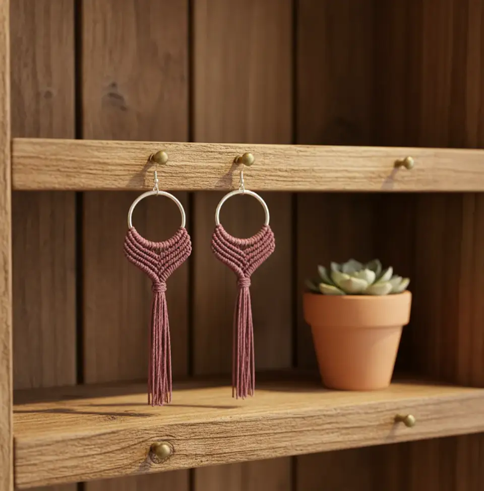 Aros Macramé Alma morado 4