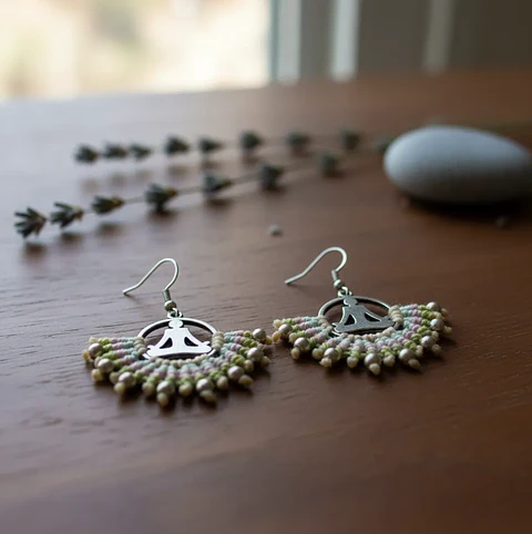 Aros Macramé Om tonos pastel