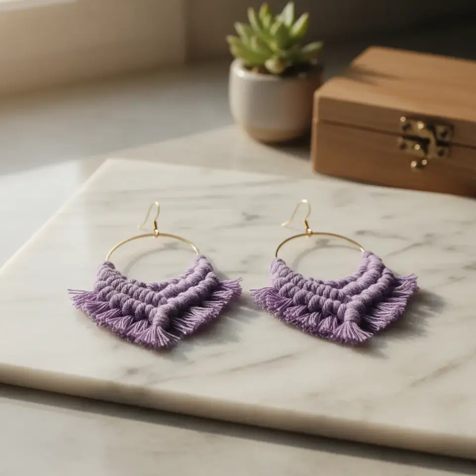 Aros Macramé Cotton Lila 2