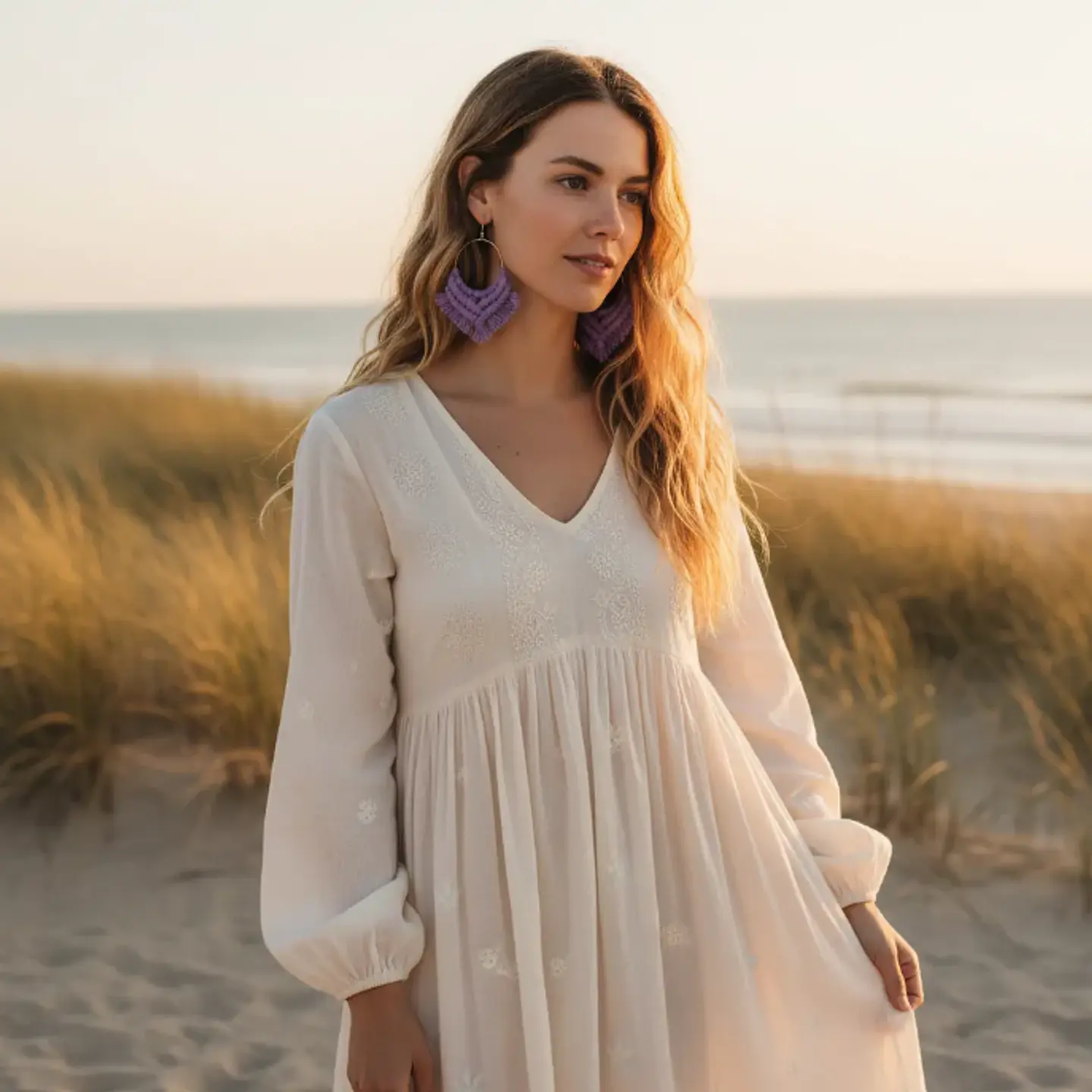 Aros Macramé Cotton Lila 3