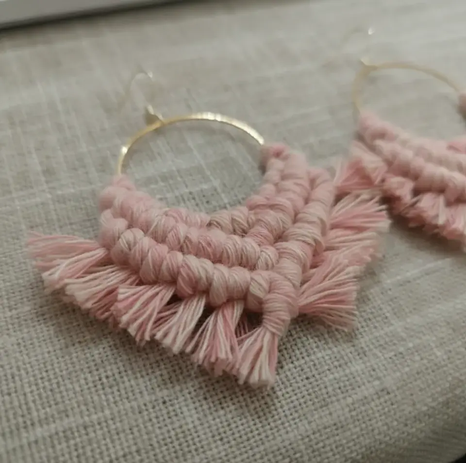Aros Macramé Cotton Rosa 2