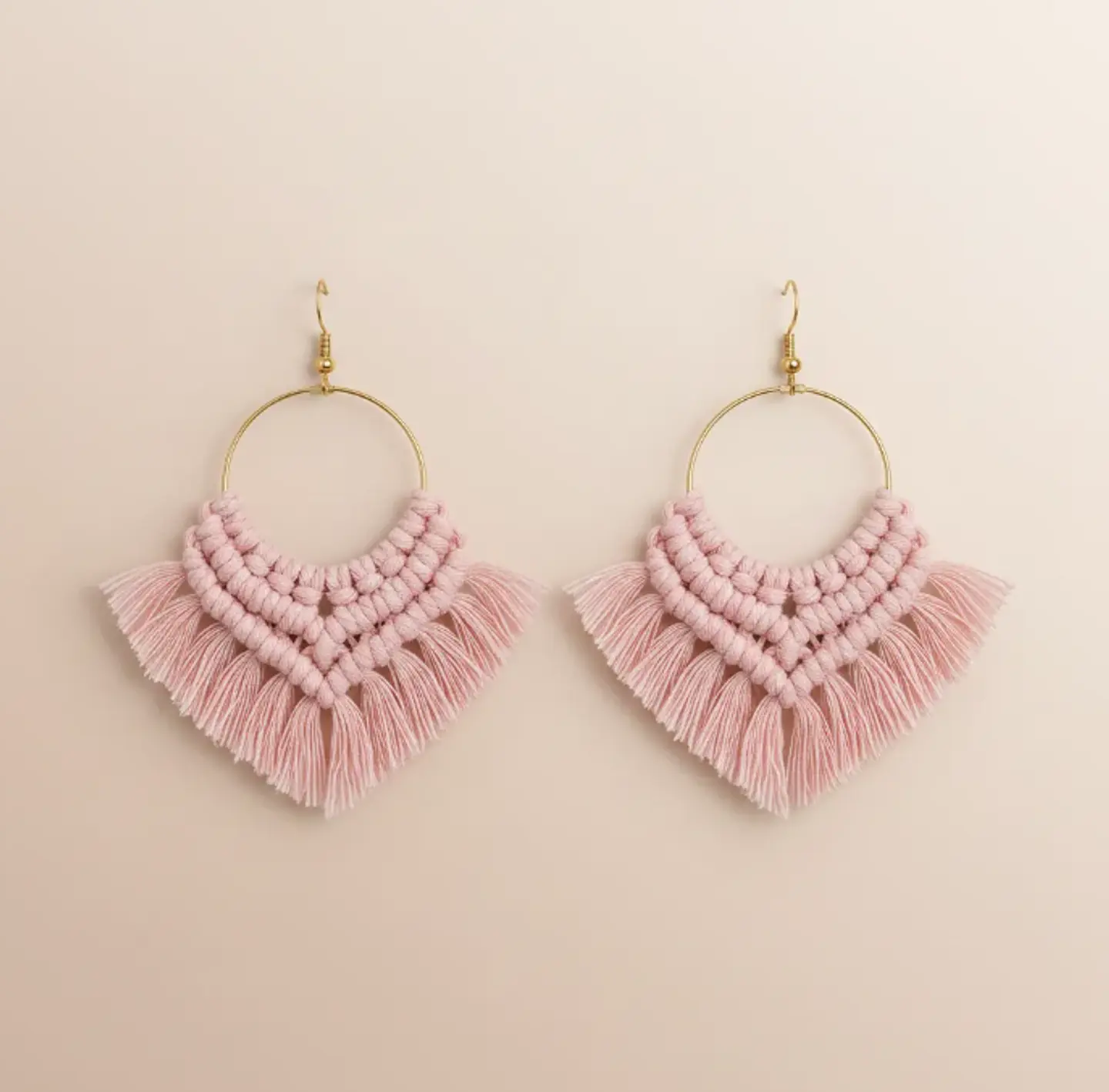 Aros Macramé Cotton Rosa 3