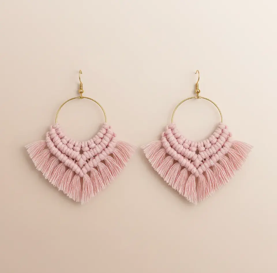 Aros Macramé Cotton Rosa 3
