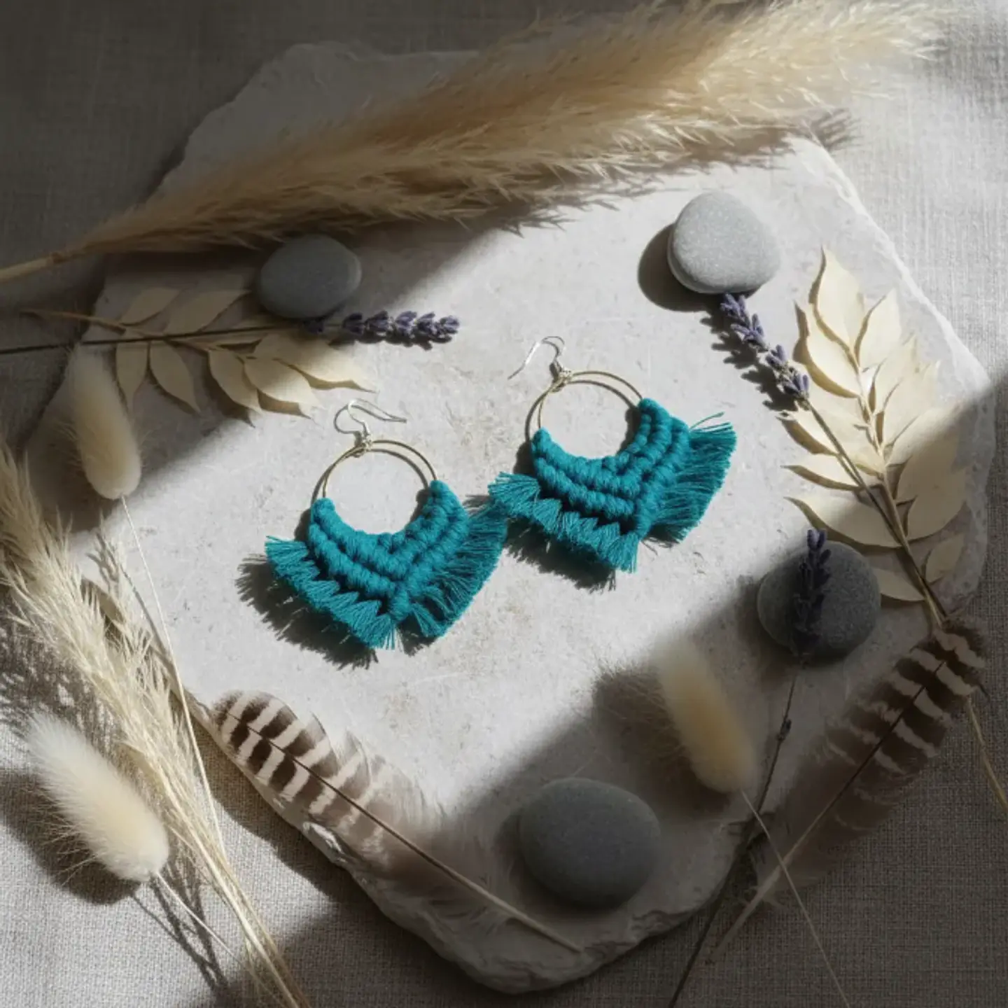 Aros Macramé Cotton Azul petroleo 4
