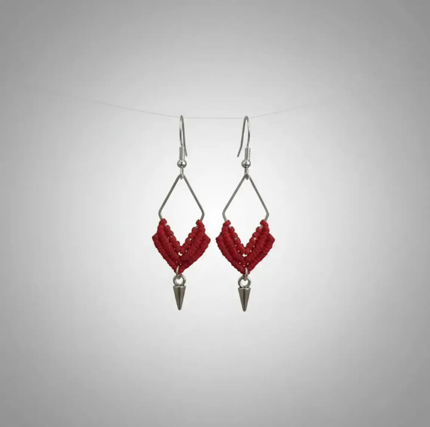 Aros Macramé Arum Rojos 3