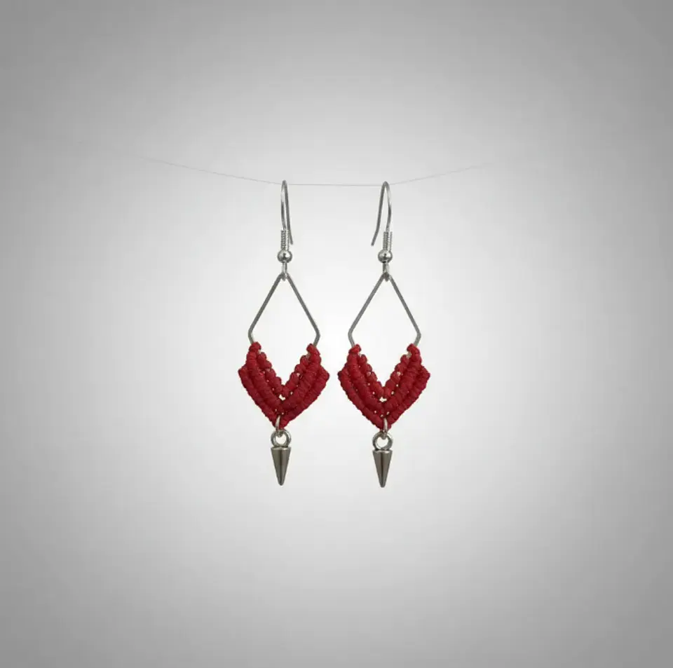 Aros Macramé Arum Rojos 3