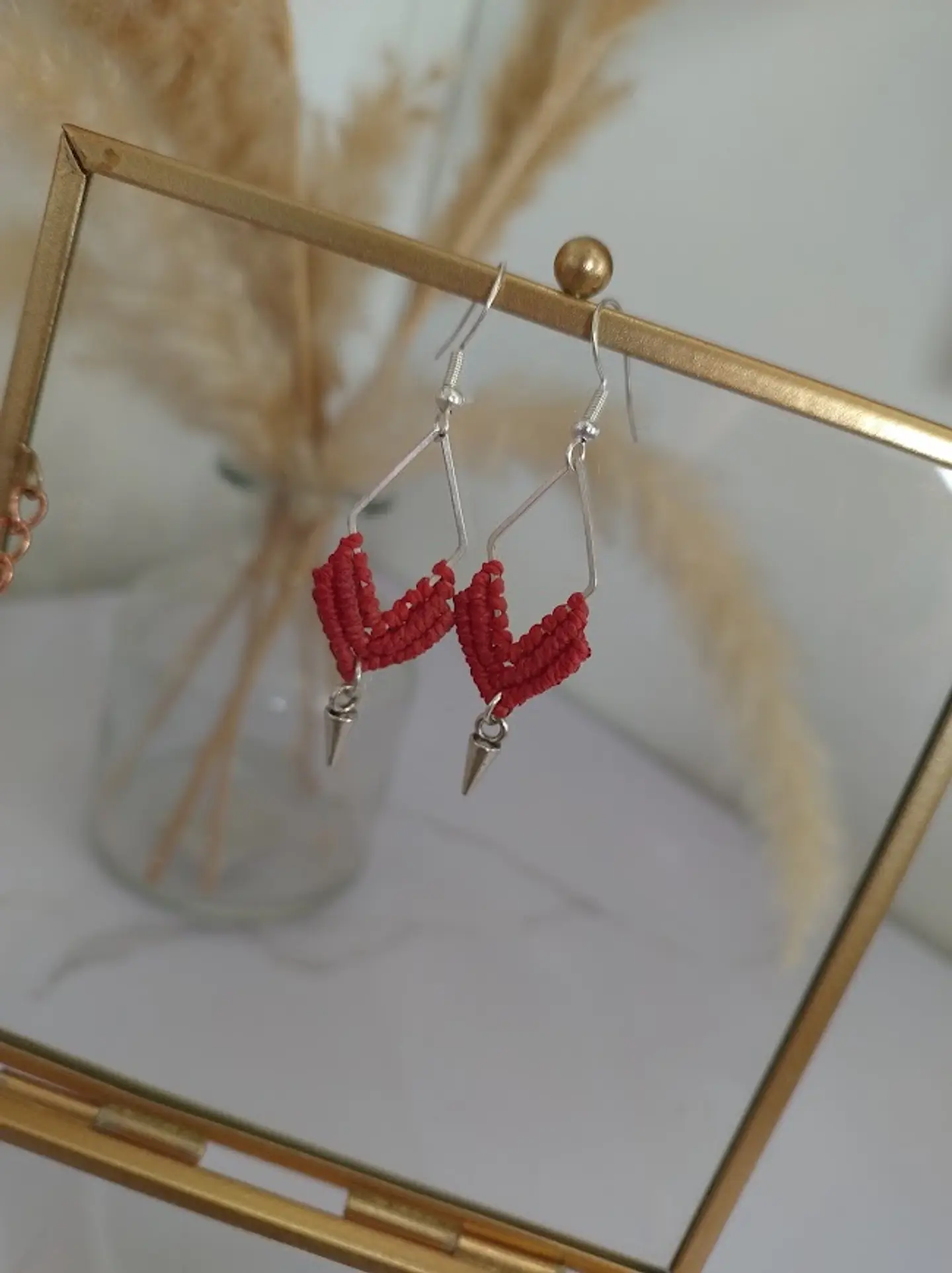 Aros Macramé Arum Rojos 5