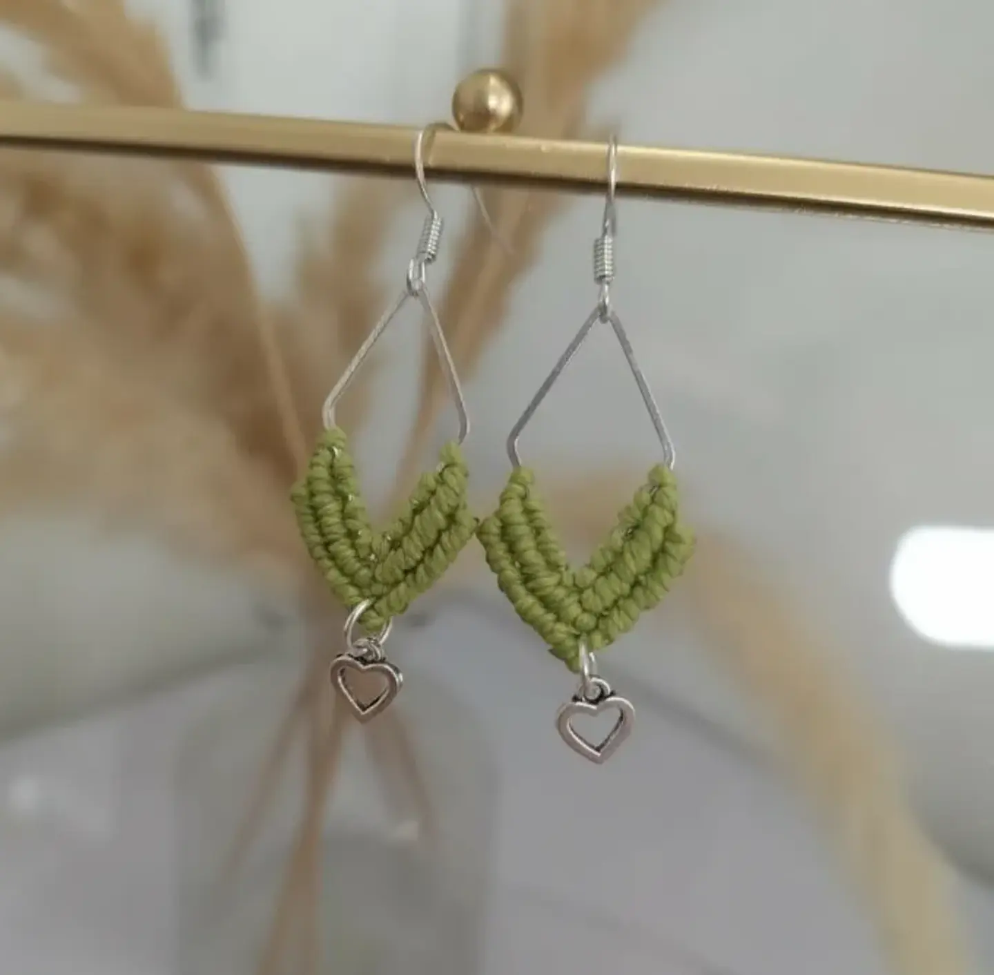 Aros Macramé Arum verdes 1