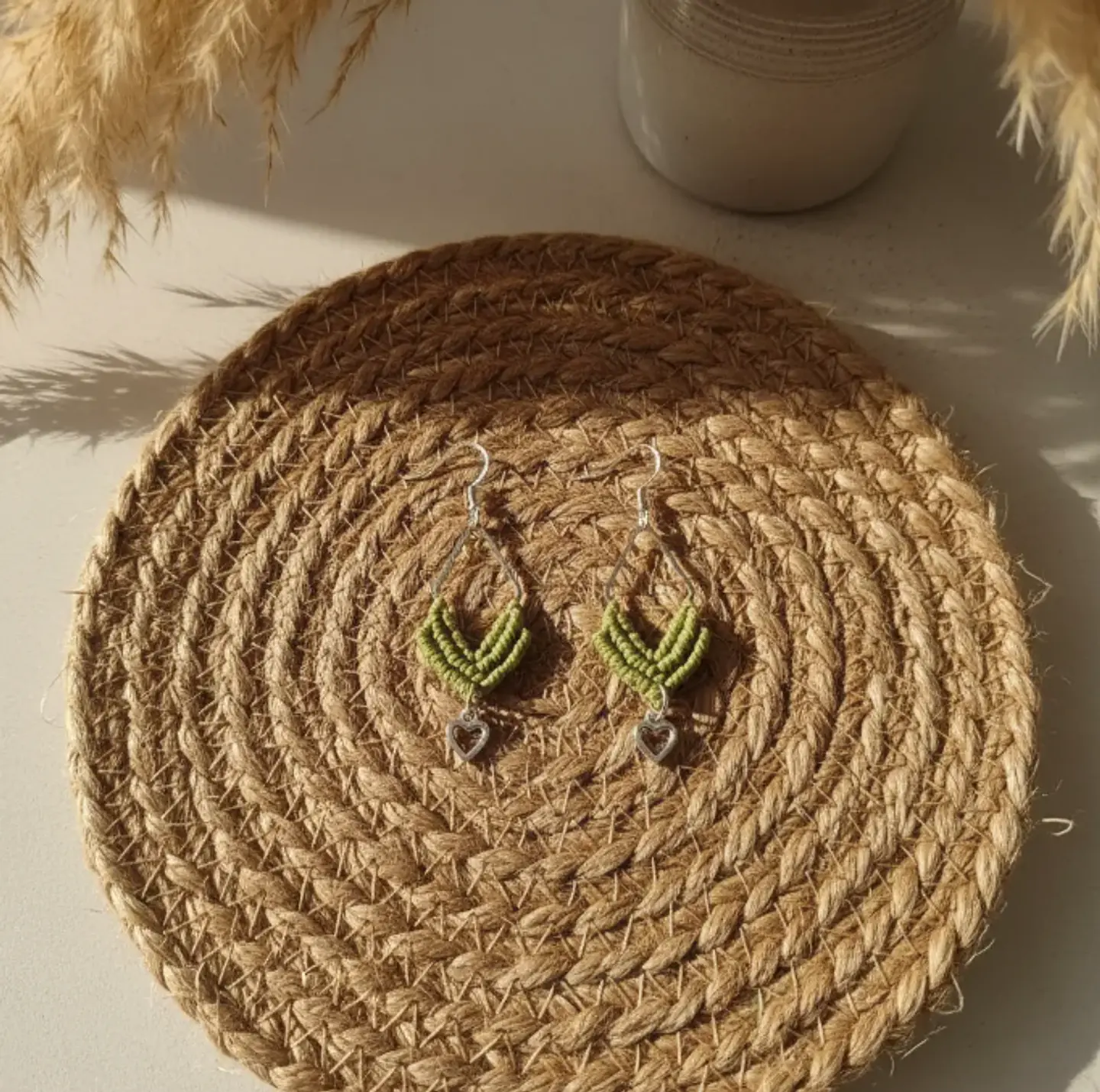 Aros Macramé Arum verdes 2