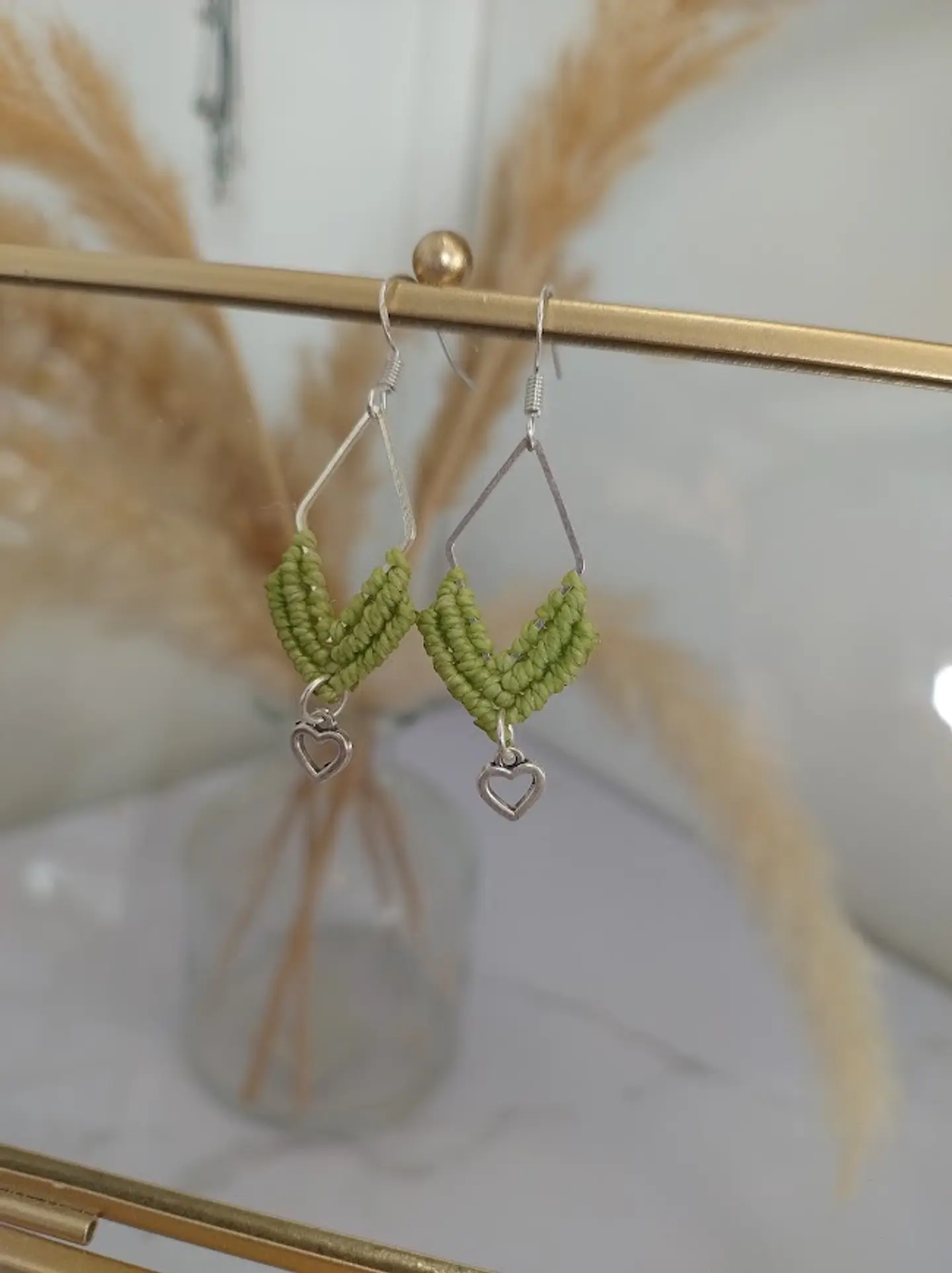 Aros Macramé Arum verdes 4
