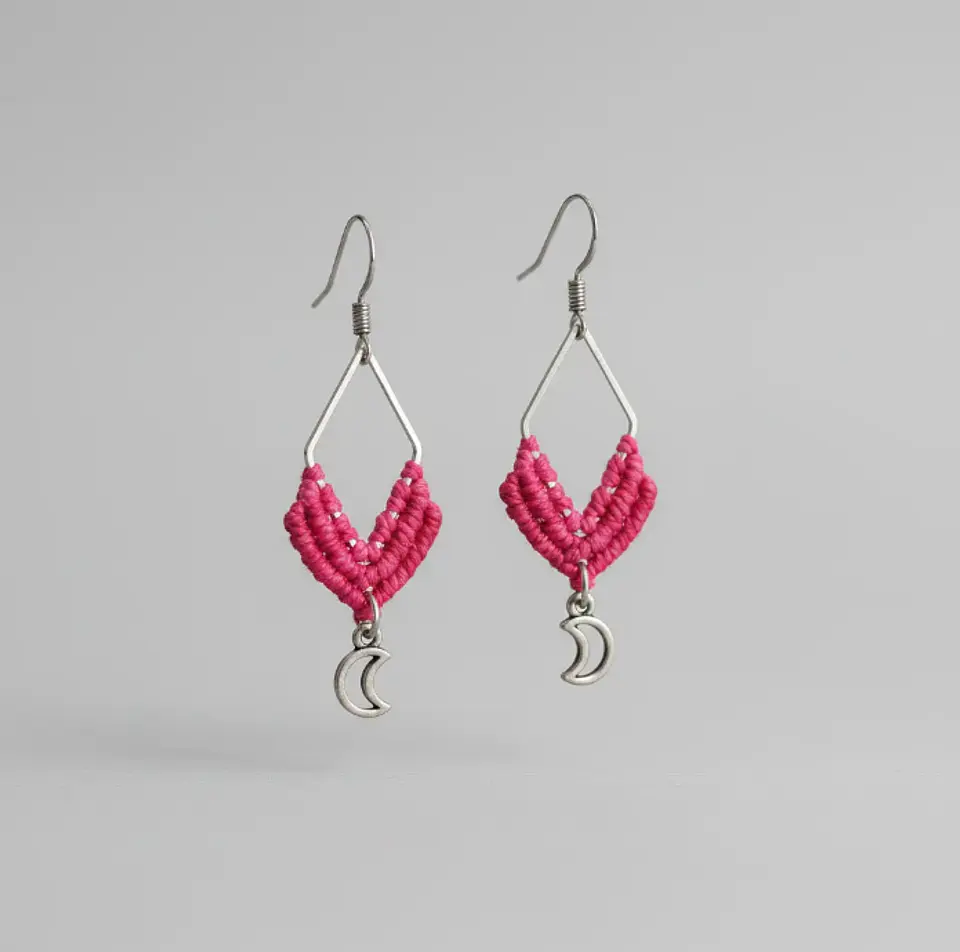 Aros Macramé Arum fucsias 1