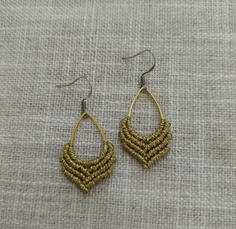 Aros Macramé Drop dorados 3