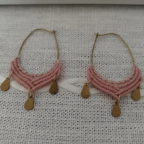 Argollas Macramé Lima Rosado claro