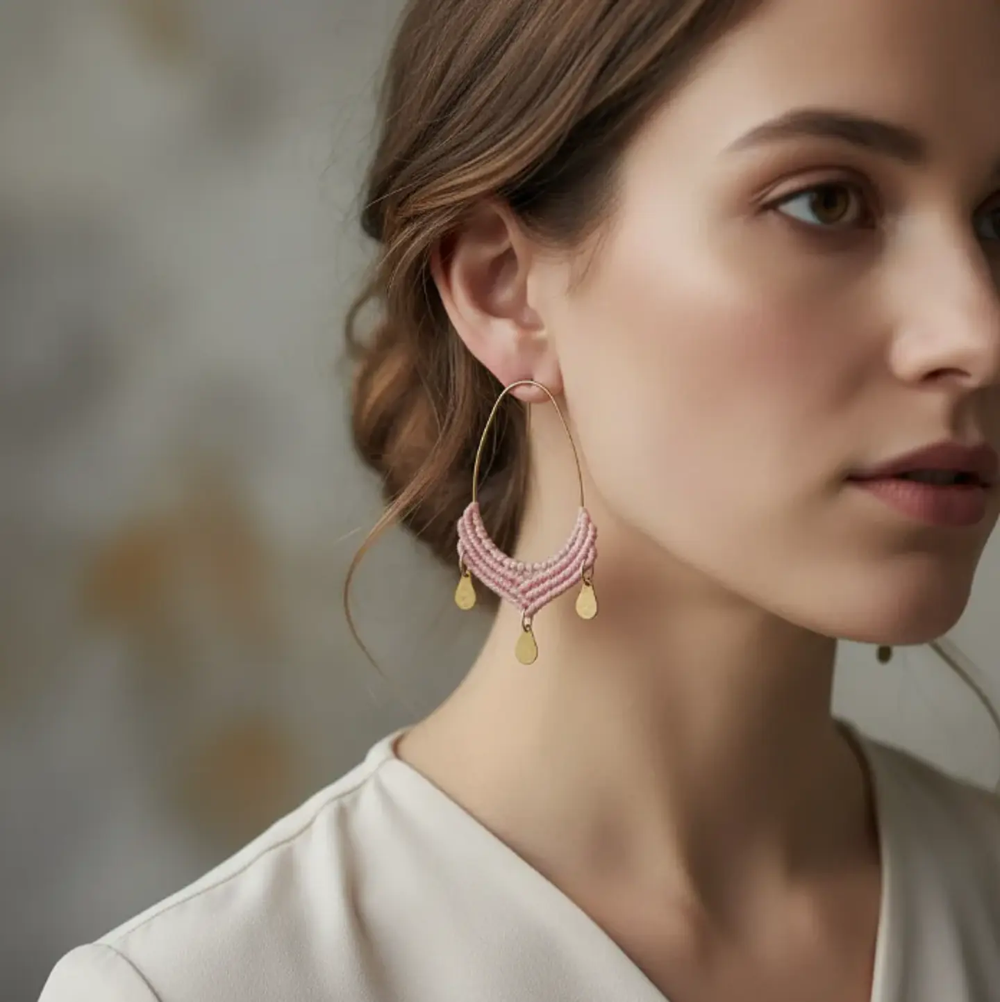Argollas Macramé Lima Rosado claro 3
