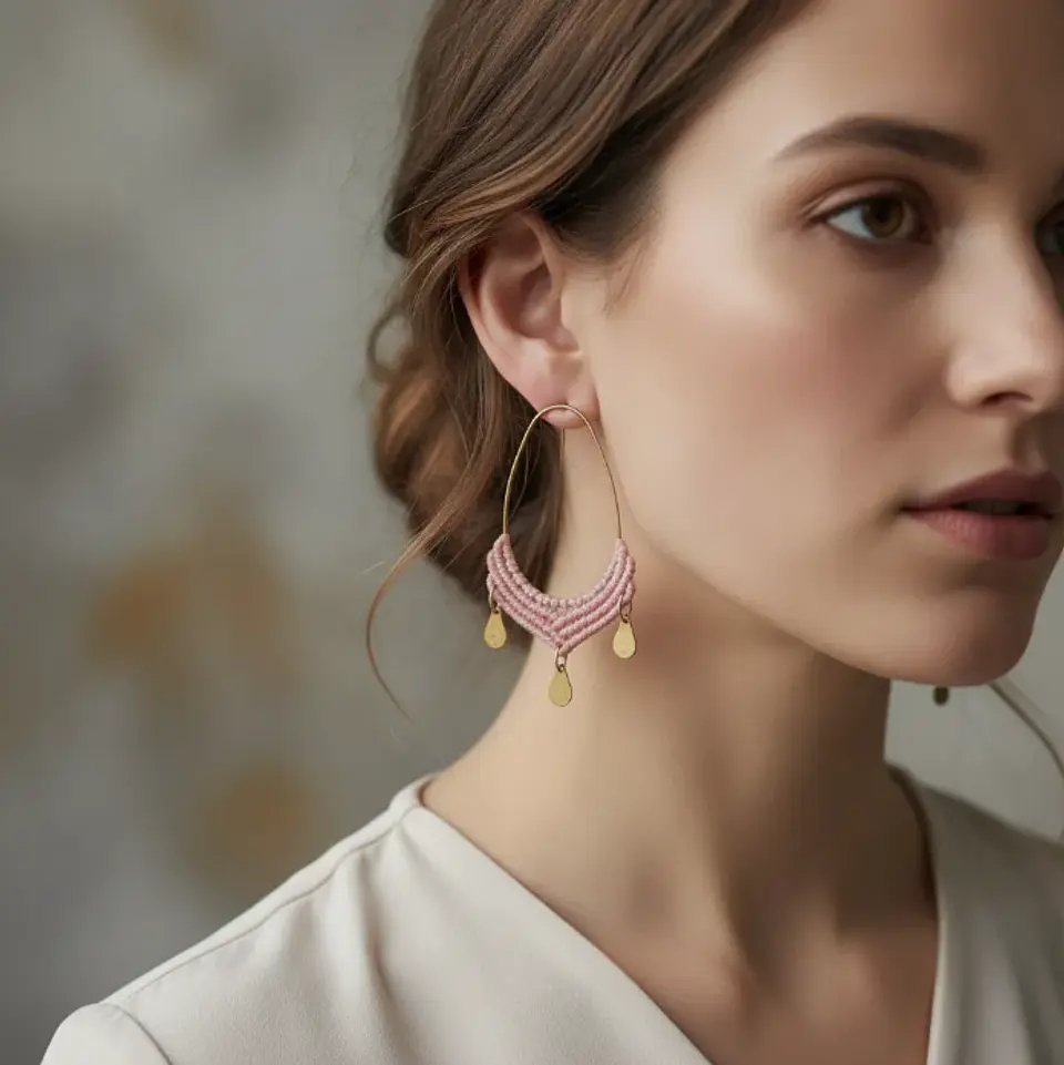 Argollas Macramé Lima Rosado claro 3