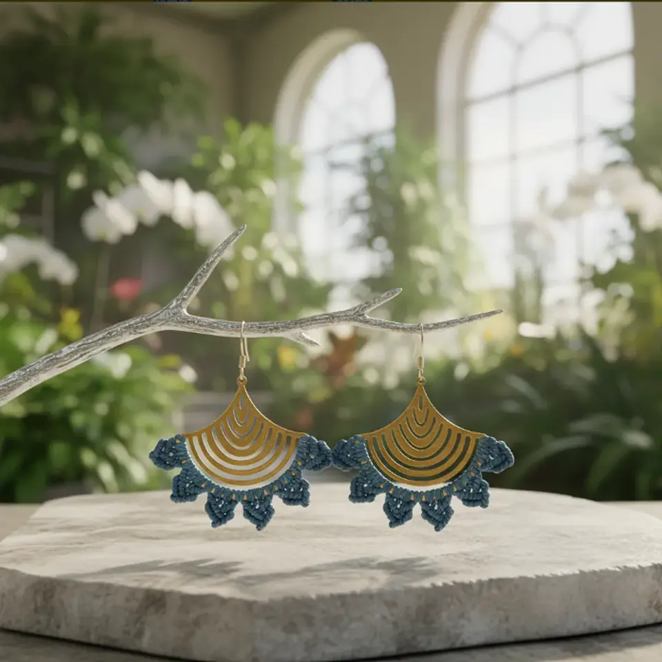 Aros Macramé Abba Azul 2