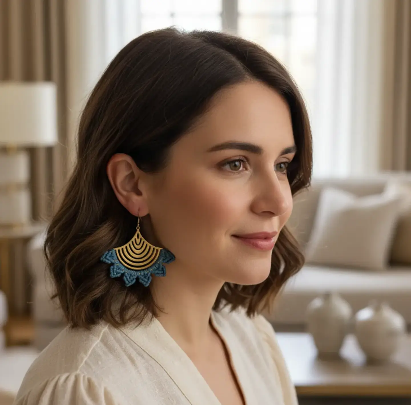 Aros Macramé Abba Azul 3