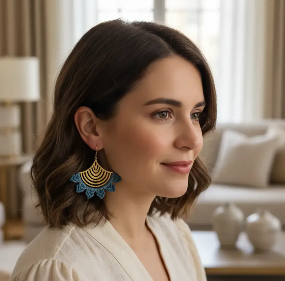 Aros Macramé Abba Azul 3