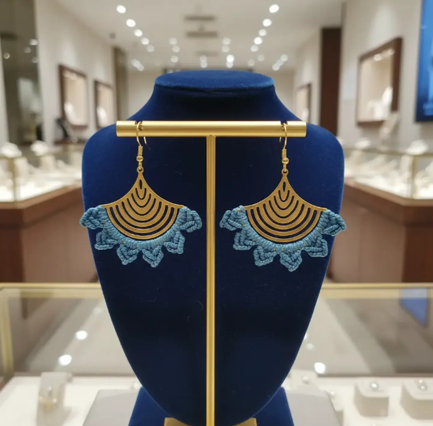 Aros Macramé Abba Azul 4