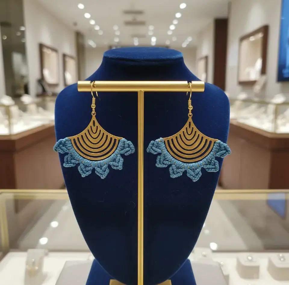 Aros Macramé Abba Azul 4