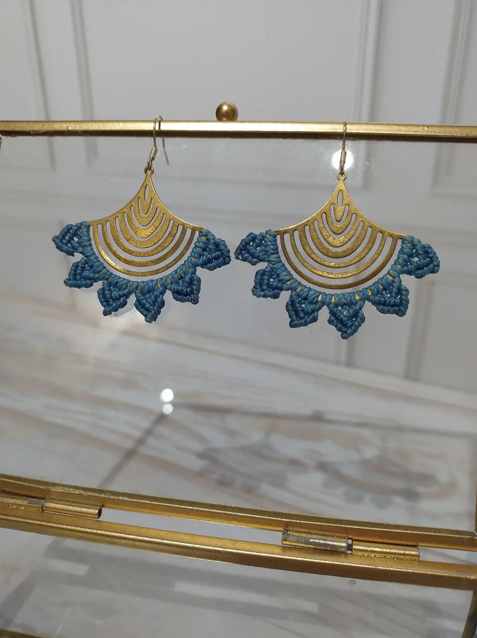 Aros Macramé Abba Azul 5