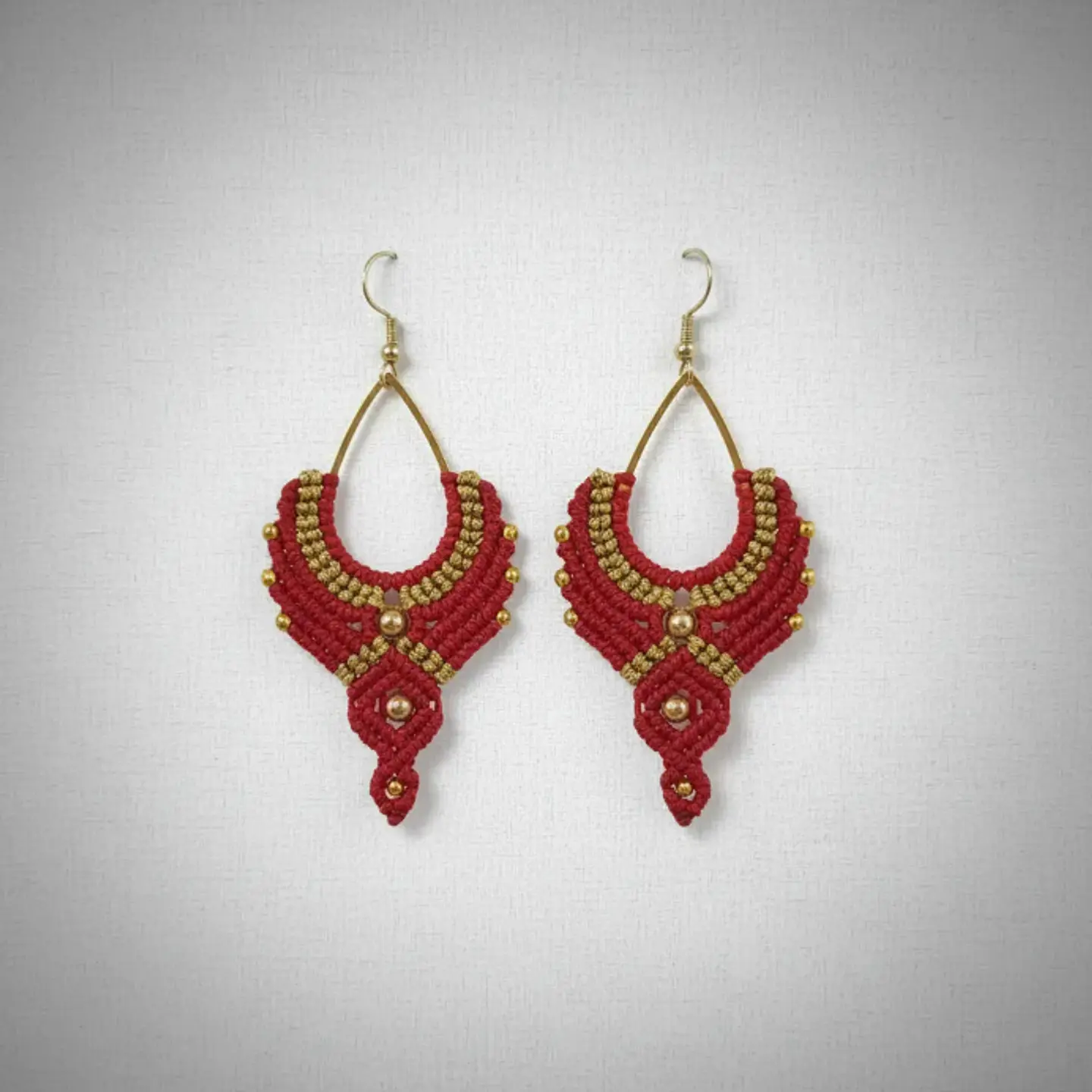 Aros Macramé Boho rojo 1