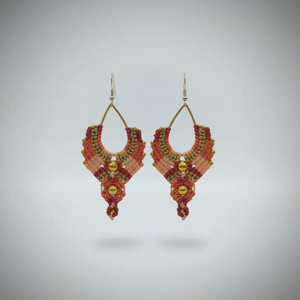 Aros Macramé Boho Rosa 4