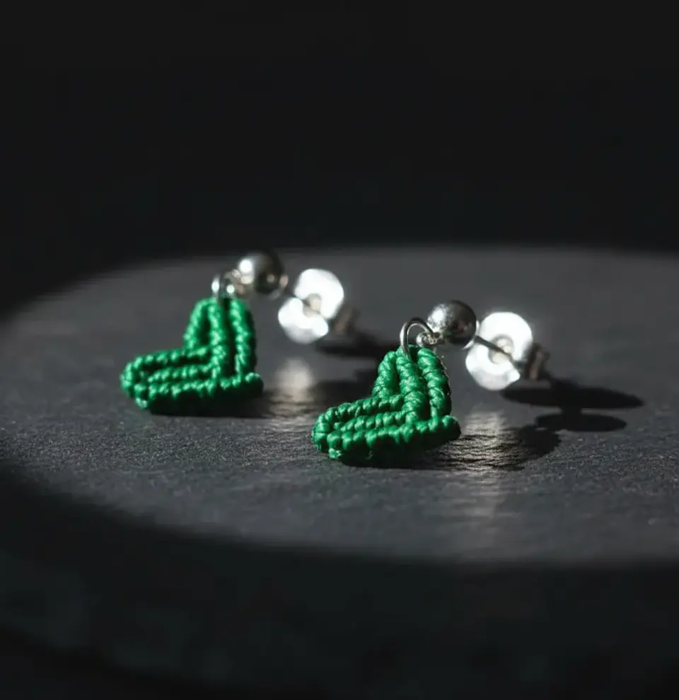 Aros Macramé Love Verde 4