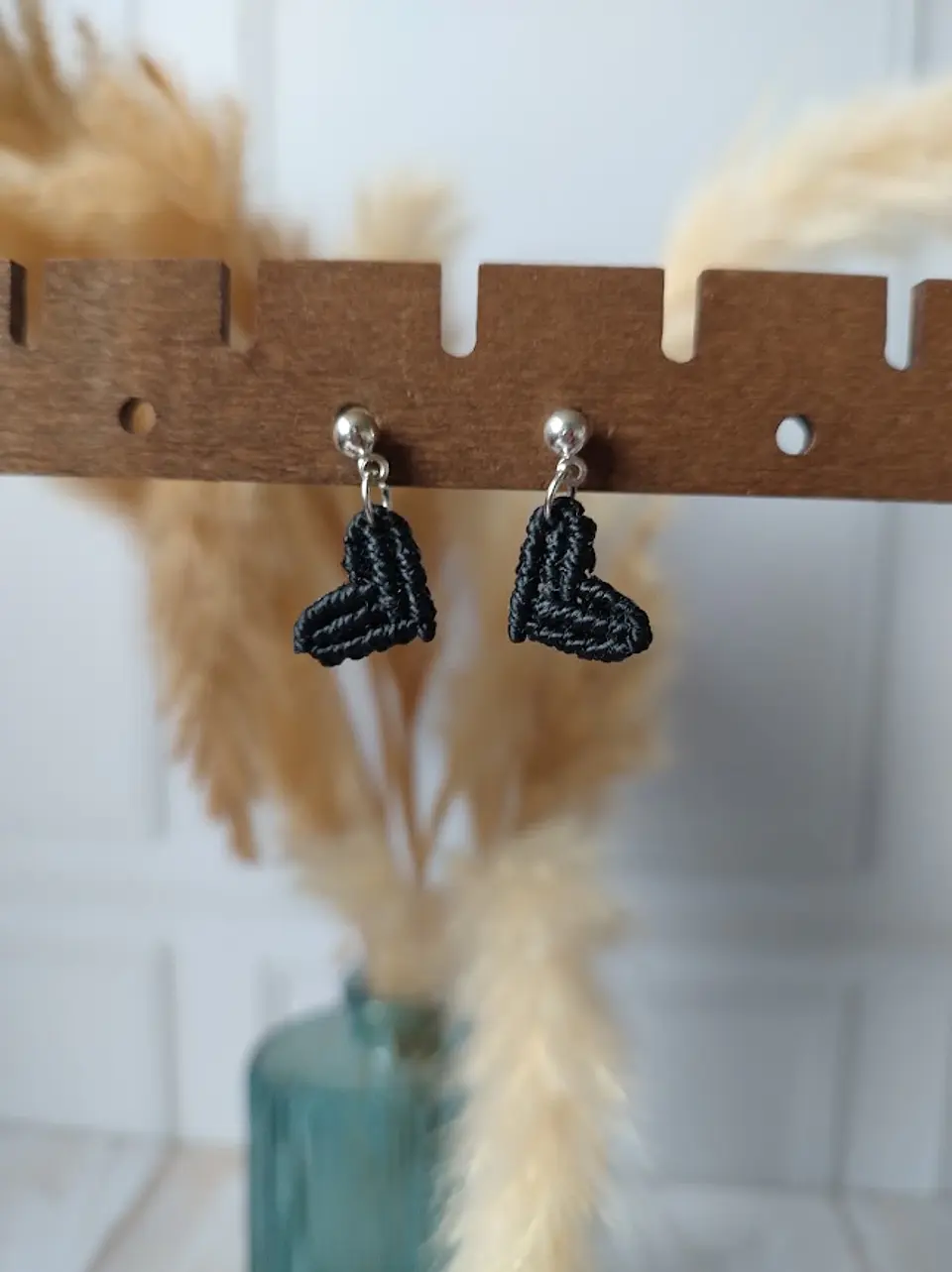 Aros Macramé Love negro 1