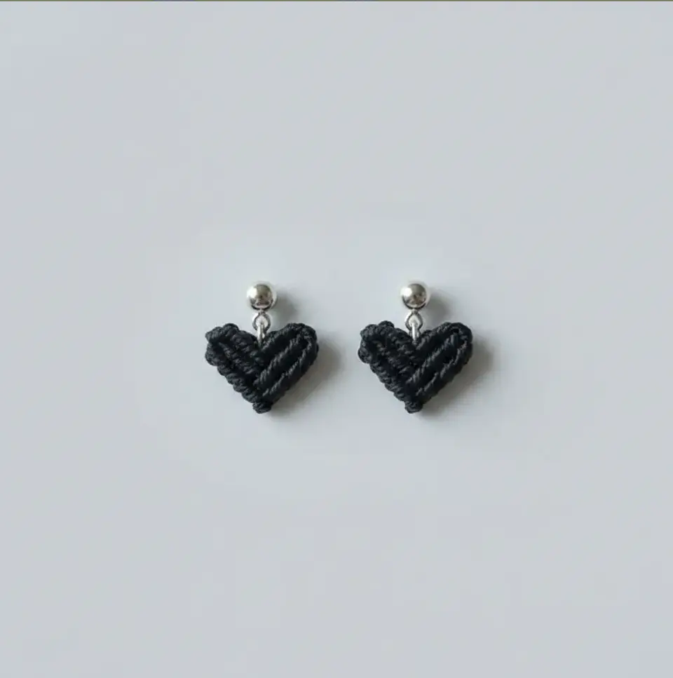 Aros Macramé Love negro 5