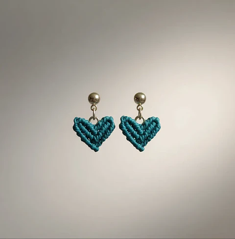 Aros Macramé Love Celeste