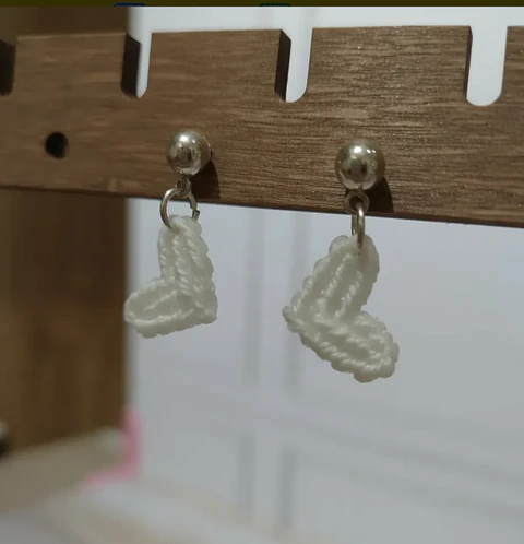 Aros Macramé Love Blancos
