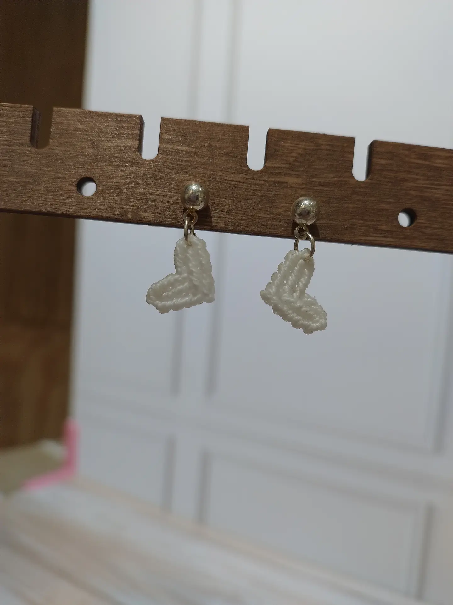 Aros Macramé Love Blancos 5