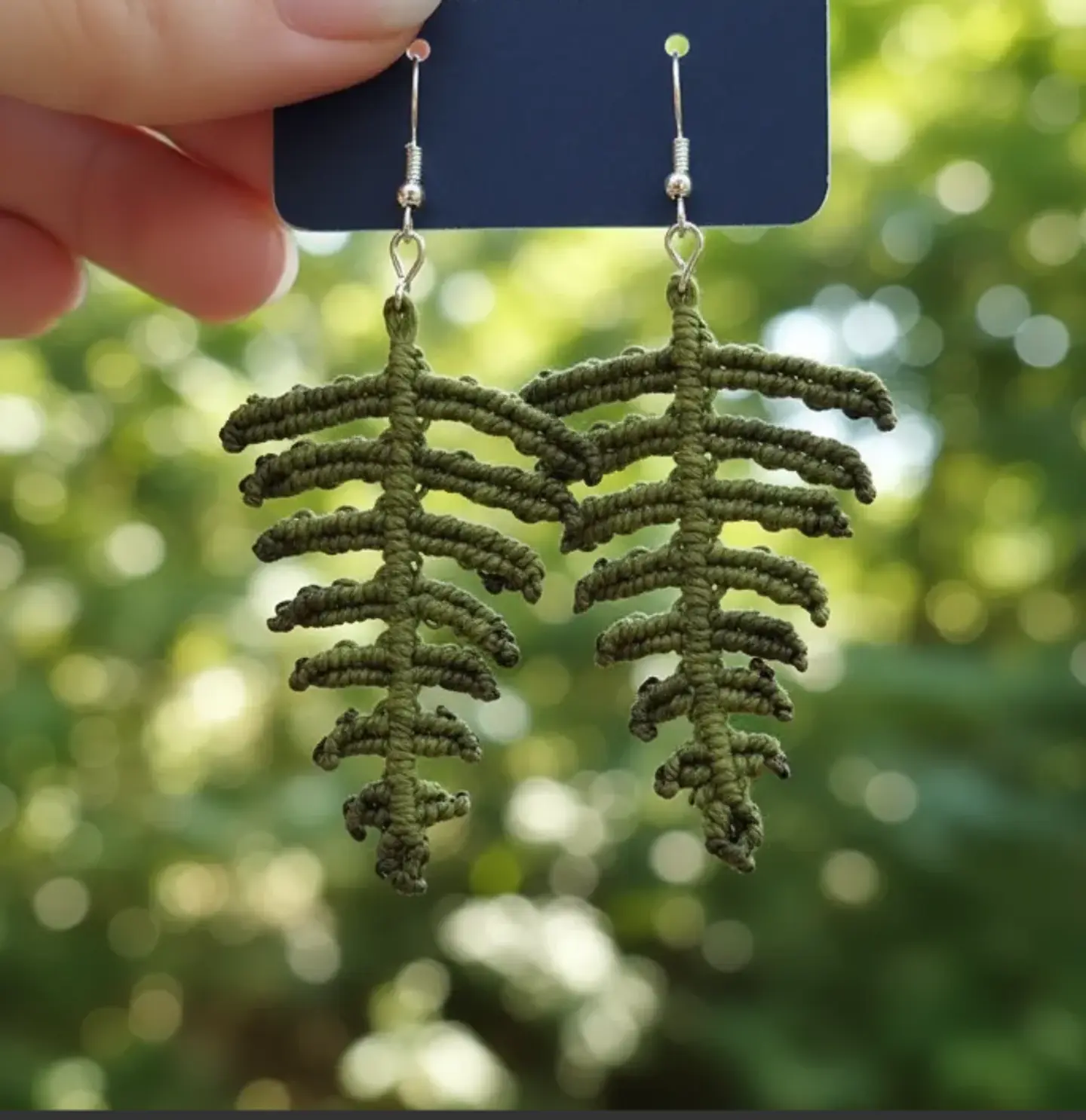 Aros Macramé Helechos Verde Musgo 1