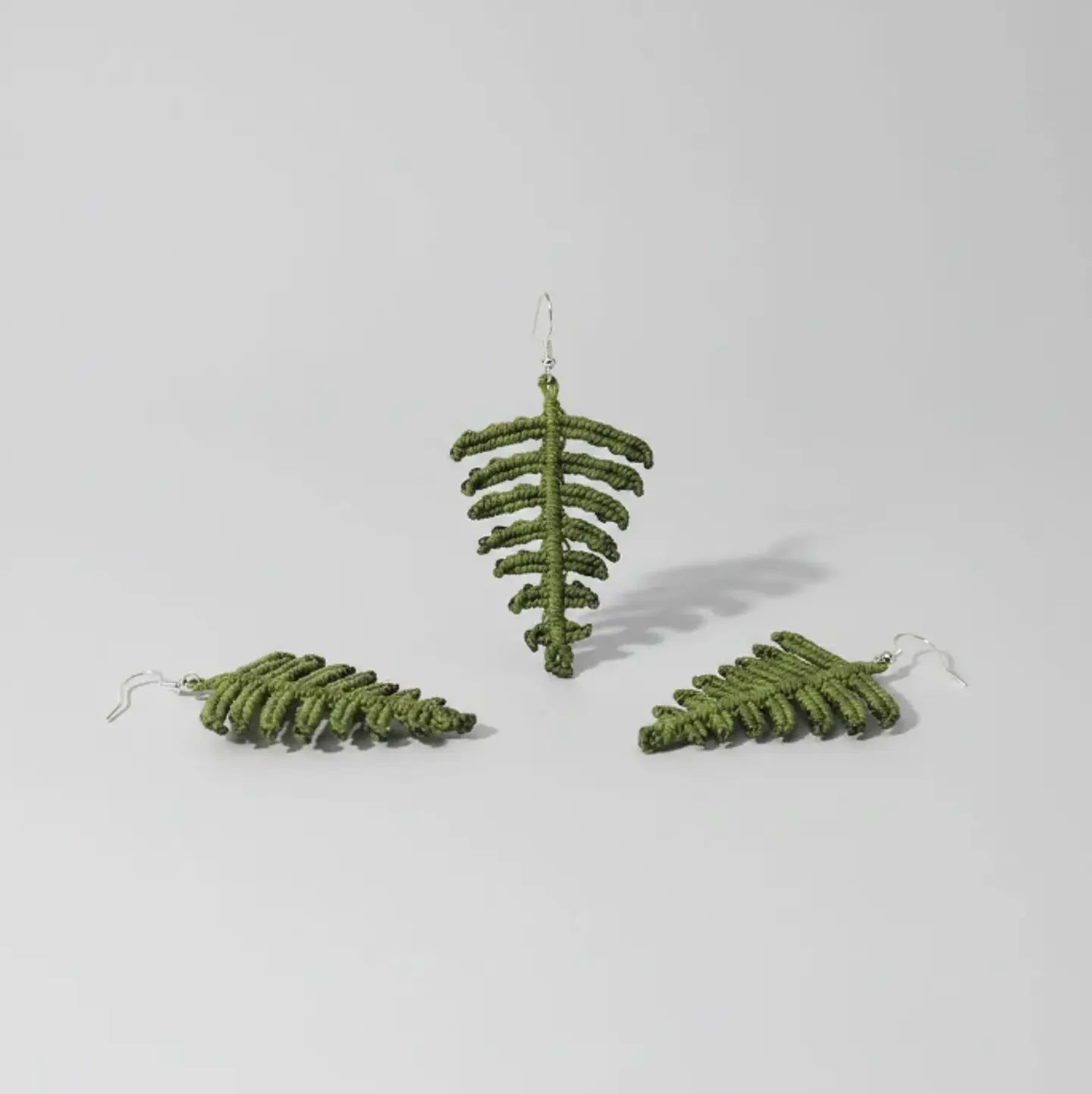 Aros Macramé Helechos Verde Musgo 3
