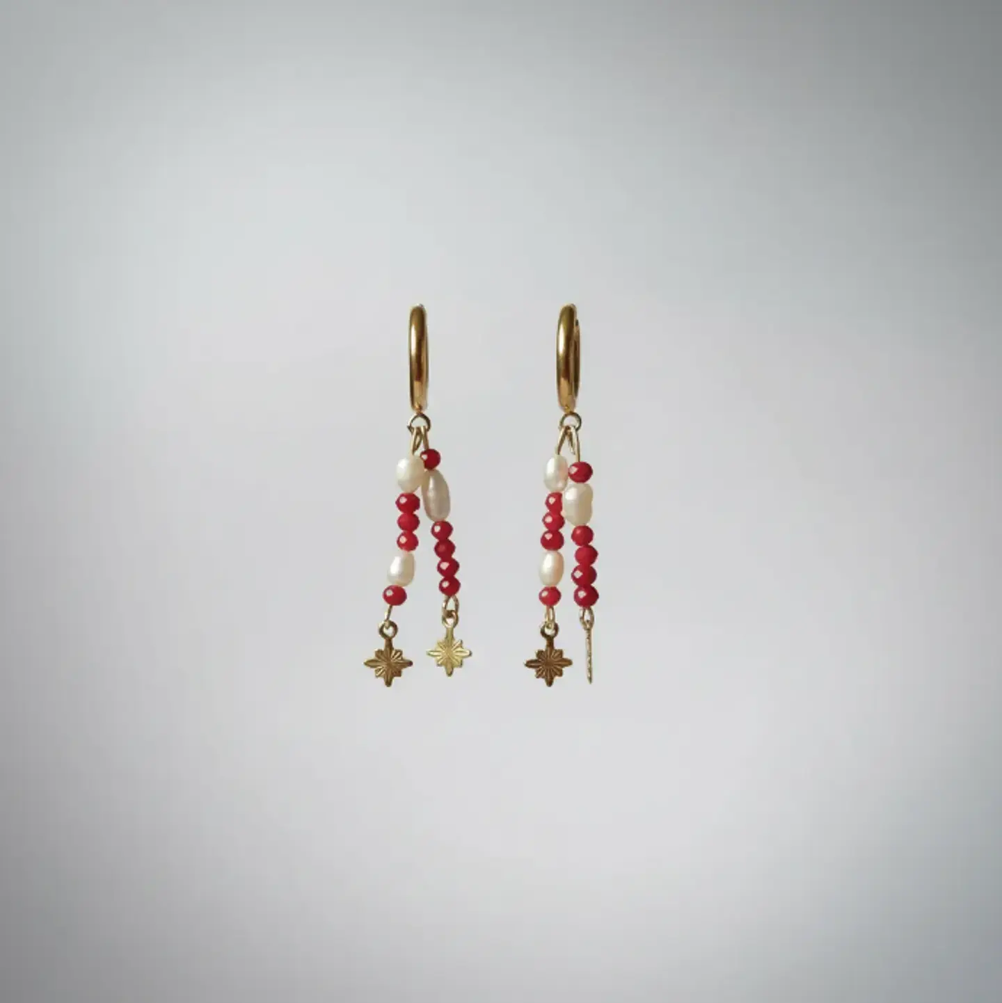 Aros Mood Rojo con estrellas 4