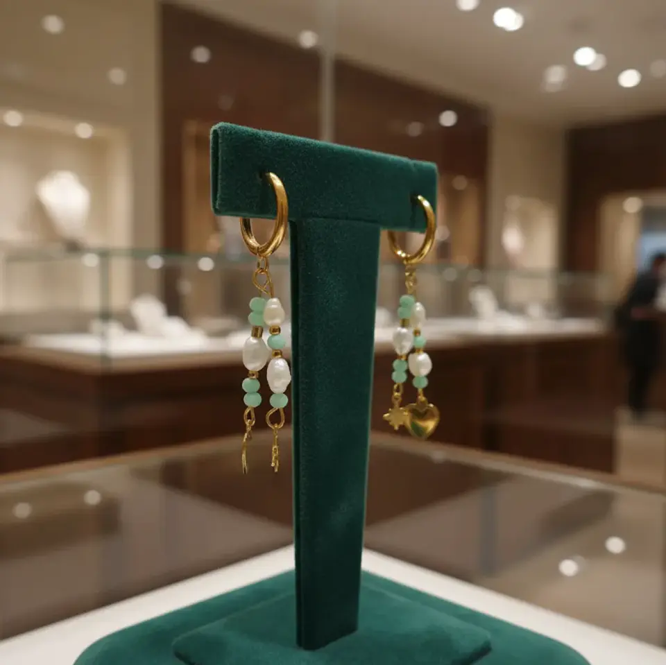 Aros Mood verde agua con corazón 4