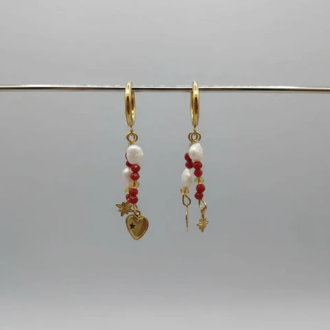 Aros Mood Rojo con estrellas 3D