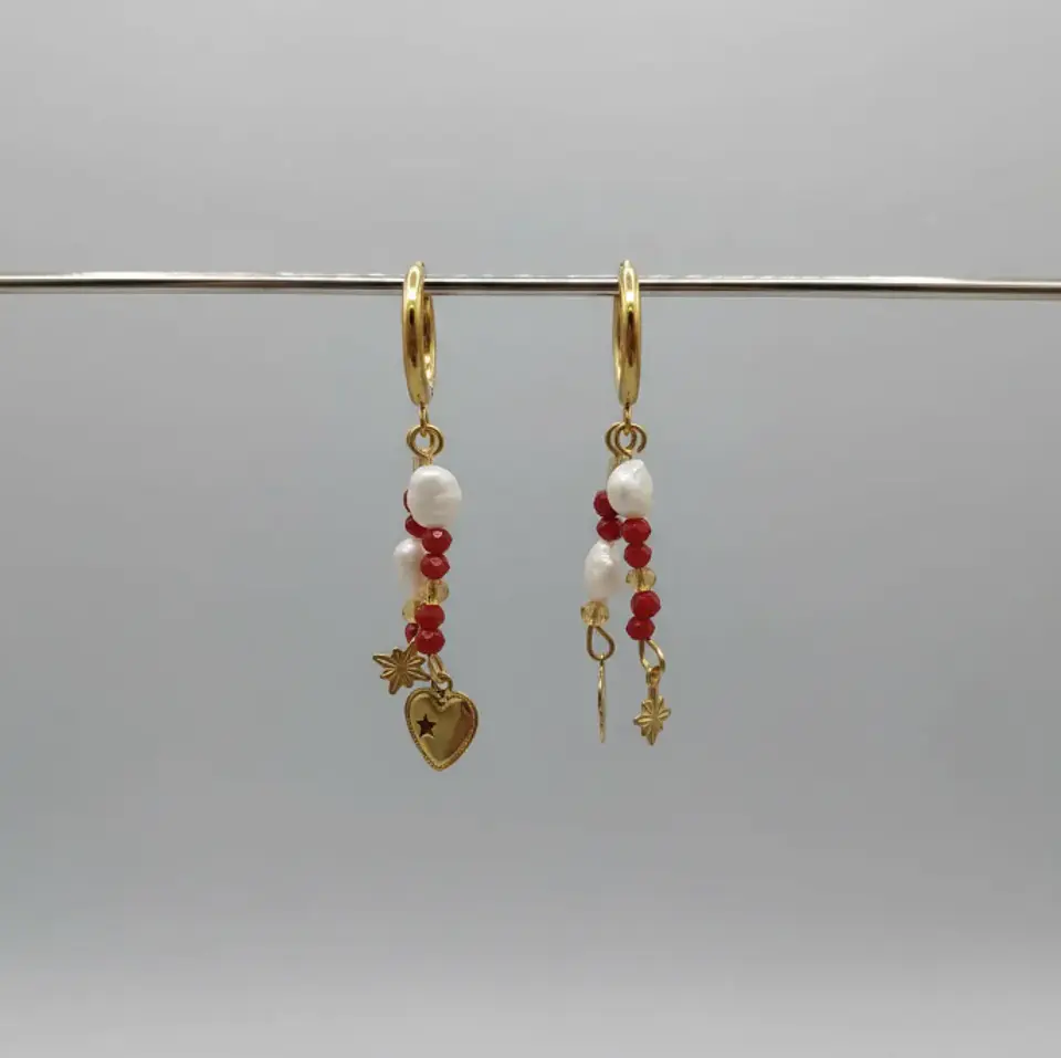 Aros Mood Rojo con estrellas 3D 1
