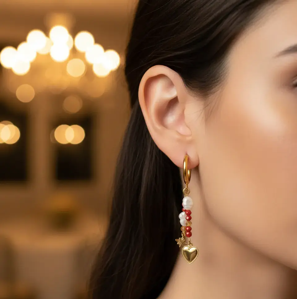Aros Mood Rojo con estrellas 3D 2